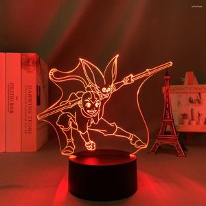 Luci notturne Manga LED Light Avatar The Last Airbender Aang per la decorazione della camera da letto Regalo acrilico Anime 3D Lamp Room