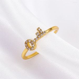 Anéis de casamento na moda chaveiro para mulheres meninas incrustadas zircão oco abertura ajustável dedo festa presentes chegadas 2023 jóias