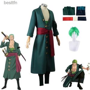 Temadräkt Kom cosplay Anime Roronoa Zoro Kom Kimono Robe Wig Party Christmas Halloween Setl231013