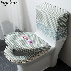 Toalettstol täcker 3 st toalettstol täcke varmt badrum hushålls närmaste kudde toalettlock fodral dekorativa spetsar wc covers pad universal blixtlås 231013