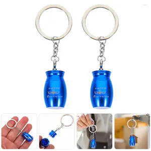 Depolama Şişeleri 2 PCS Urn Pet Kül Kolye Mini Anahtar Zincir Dekor Metal Anahtar Torbaları Konteyner Asma Süs Memorial Anıtı hatırası