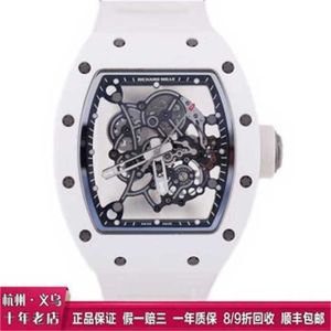 Richarmill Watch Mens and Womens Watches Series Wristwatches RM055白いセラミックケースメンズの完全に空洞化されたダイヤルを備えたマニュアルメカニカルSW WN-K02B