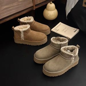 Moda Ultra Mini Boots Designer Platforma Platforma śniegowa Australia wełniana futra Stoper ciepły zamsz skórzany kasztanki puszyste botki dla kobiet 35-40