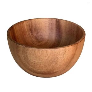 Bowls Wooden Salad Bowl Serving Cooking Kitchen Cutlery Basin Fruit Anti-scalding Wood Soup Tableware