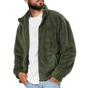 Herren Leder Faux Rollkragen Reißverschluss Flauschige Jacke Doppelseitige Samt Einfarbig Taschen Winter Herbst Mantel Oberbekleidung 231012