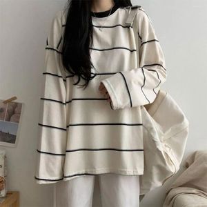 Men's T Shirts Harajuku Striped Long Sleeved T-shirt For Men And Women Unisex Korean Style Loose Oversized High Street Vintage Top Clothing