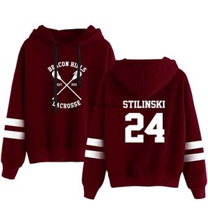 Męskie bluzy bluzy Teen Wolf Hoodie Unisex bez kieszonkowej rękawy kobiety mężczyźni Bluza Harajuku Streetwear Stilinski 24 Modne ubrania plus rozmiar YQ231013