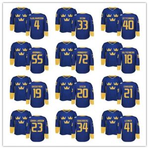 Maglie da hockey economici della Coppa del Mondo di Svezia 2016 WCH 34 Carl Soderberg 92 Gabriel Landeskog 19 Backstrom 65 Erik Karlsson 20 Steen 30''nHl''Lundqvist