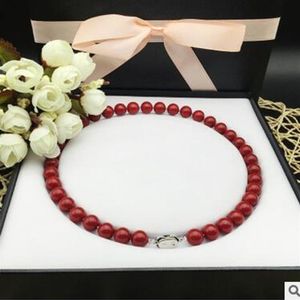 10mm coral red pearl fritter necklace deep sea natural shell shell beads necklace send mother 925 silver buckle shone necklace bo276K