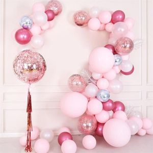 Dekoracja imprezy 86PCS Zestaw Macaron Balon Garland Arch Zestaw Baby Pink Balloons konfetti na prysznic Birthday Wedding 2243