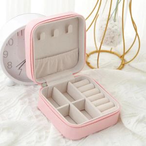 Single Layer Storage Box Ladies Travel Leather Jewelry Box Classic Black Pure White Fashion Pink Storage Box