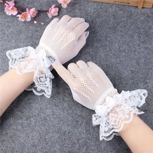 Fünf Finger Handschuhe Elegante Damen Kurze Spitze Sheer Fishn Net Schwarz Weiß Prom Party Frauen Modische Soild Farbe Fäustlinge 231012