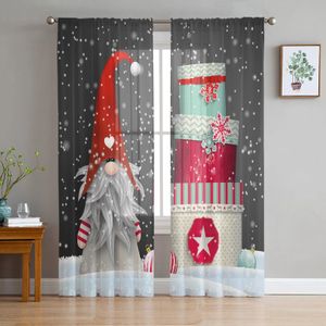 Cortina de inverno gnome presente floco de neve bola de natal voile sheer cortinas sala estar tule janela cortina quarto decoração casa 231013