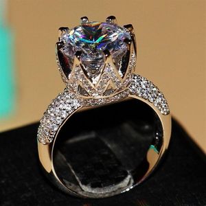Victoria Wieck 8ct Big Stone Solitaire 925 prata esterlina cheia de topázio simulado diamante anéis de coroa de casamento para mulheres tamanho 5 6 7240o