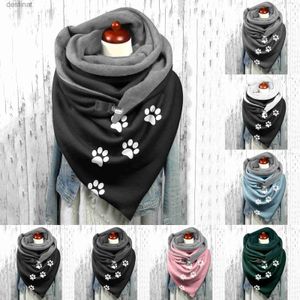 Scarves Winter Scarf For Women Female Cartoon Printing Button Soft Wrap Plus Velet Warm Shawl Warp Casual Scarf Scarve Pack L231013