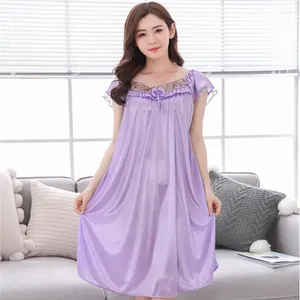 Women's Sleepwear Dress Lingerie Sexy Dresses Female Night Nightgown Nightwear Size Ice Sleeping Satin Plus Silk