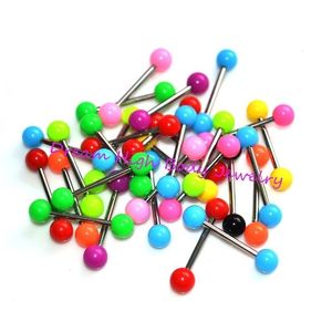 Labret Lip Piercing Gioielli Neon Tongue Body Ring Studs UV Ball All'ingrosso 16mm Straight Fashion 14G 200pcslot 231012