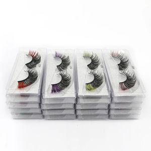 False Eyelashes 5/100 pcs color lashes wholesale 3D mink eye lashes natural fluffy colorful false eyelashes extension 231012