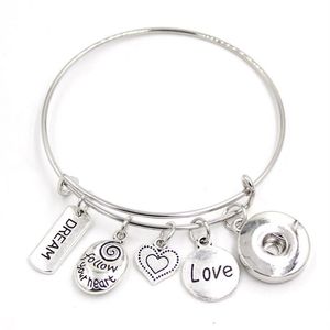 Intero 18mm Snap Gioielli Cuore Braccialetti con ciondoli Bracciale donna Bracciale rigido regolabile Bracciale a scatto Regali di San Valentino Segui y294w