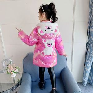 Para baixo casaco brilhante rosto lavagem livre meninas algodão crianças desgaste inverno engrossado comprimento médio outerwear edição coreana jaqueta parkas 231013