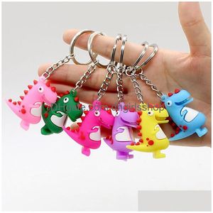 Porte-clés Dinosaure de Bande Dessinée Porte-clés PVC Animaux Porte-clés Hangbag Sac À Dos Suspend Enfants Jouets Bijoux De Mode Will Et Sandy Cadeau Bijoux Dhaih