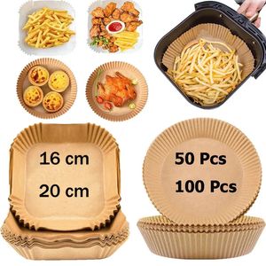 Diğer Bakeware 50100pcs Hava Fritöz Teslim Edilebilir Parşömen Kağıdı Yağ Dövüş Kağıt Tepsisi Yapışmaz Pişirme Mat Air Fritöz Aksesuarları Kare 231013