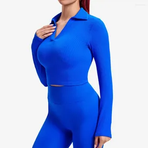 Kvinnors tröjor Träningsuppsättningar för kvinnor Långt Sleeev 2 -bit Yoga kläder Sömlös Ribbed Sweetheart Neck Top High Wasit Legging