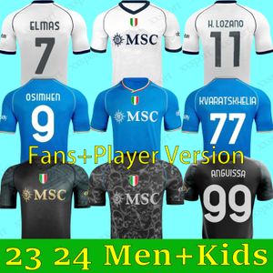 23 24 Maglia Napoli Futebol Jerseys Nápoles OSIMHEN KVARATSKHELIA ANGUISSA MARADONA SsC Dia dos Namorados Halloween Terceiro 2023 2024 Kids Kit Fãs Jogador Camisa de Futebol