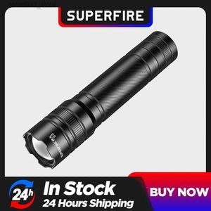 Tochas Superfire S3 Melhor Mini EDC 18650 Lanterna 5 Modos Tocha Portátil Leve com Zoomable Camping Lanterna Liga de Alumínio Corpo Q231013