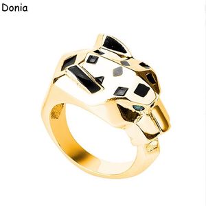 Anello di lusso per gioielli Donia Moda europea e americana smalto verde occhio leopardo rame micro-intarsiato zircone designer regalo228d