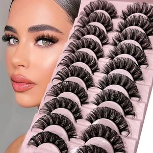 Ciglia finte Russian Strip Lashes 10 paia Fluffy Mink 3D Volume Fake Giveaway Makeup 231012