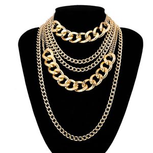 Chokers Multilayer Big Thick Gold Color Chain Choker Necklace Goth Hiphop Rock Halloween Grunge Emo Boho Necklaces For Women Men Jewelry 231013