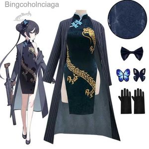 Theme Costume Game Anime Blue Archive Cosplay Kisaki Outerwear Qipao Windbreaker Gloves Wig Headwear Suit Full Set Halloween Carnival ComeL231013