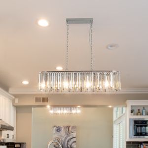 Lustre de teto de cristal oval moderno, luminária luxuosa para decoração de casa