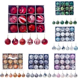 Weihnachtsdekorationen, 12 Stück, 5,5 cm, große Weihnachtskugeln, Ornamente aus Kunststoff, rot, grün, Weihnachtsbaumkugeln, Anhänger, Weihnachtsdekoration, Geschenk für das Jahr 231013