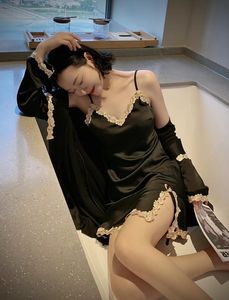 DIO2023Sexy Lace Fairy Pajamas with Suspended Skirt Outer Robe two piece set woman desigher pijamas silk pijamas woman Christmas gift