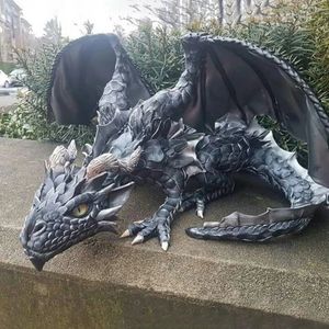 庭の装飾品の巨大なしゃがんでいるドラゴンゴシックオールセインツデーデコレーションハロウィーン樹脂クラフトS 231017