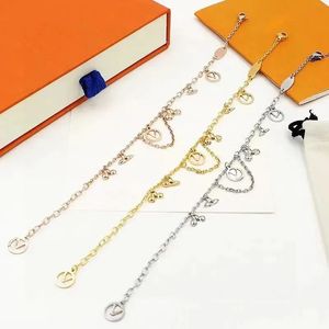 luxury charm bracelet designer bracelet for woman flower letter pendant plated gold bracelets with box fashion womens necklace jewelry for party wholesale