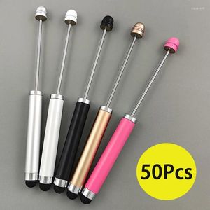 50 pçs caneta esferográfica stylus canetas capacitor haste de metal esferográfica frisável para presente de jóias diy fazendo