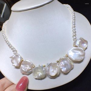 Choker Habitoo Natural 5-6mm Freshwater Pearl 12-15mm Barock Reborn Keshi Pendant Necklace Design Jewelry for Women