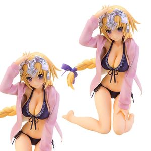 Mascot Costumes 12cm Anime Figure Fate Stay Night Joan of Arc Sexy Swimsuit Kneeling Pose Model Dolls Toy Gift Collect Boxed Ornaments Pvc