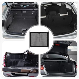 Car Organizer Storage Net Double Layer Mesh Pocket With Mounting Screws Hooks Elastic Bag Tail Box For RV Truck SUV