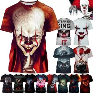 Men's T Shirts Horror Movie Personality T-Shirt Clown 3D Printed /Women's Casual Funny Round Neck Short Sleeve