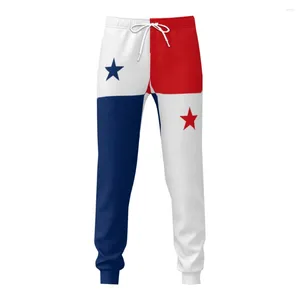 Pantaloni da uomo Pantaloni sportivi da uomo con bandiera Panama con tasche Pantaloni da jogging per uomo Sport Casual con coulisse in felpa