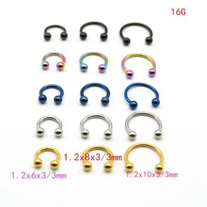 Horseshoe 316l Surgical Steel NoStril Nose Ring Circular Piercing Ball Body Jewelry Rings CBR Earring16g 6mm 8mm 10mm 50pcs LOT299T