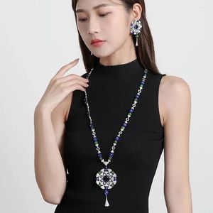 Halskette Ohrringe Set Zlxgirl Schmuck Classice Smaragd Grün Blau Rot Farbige Perlen Lange Quaste Choker Designer Von Frauen Weihnachten