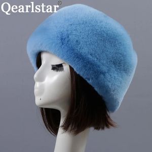 BeanieSkull Caps Qearlstar Estilo Russo Chapéus de Inverno Mulheres Grosso Fofo Faux Fur Skullies Beanies Ski Bomber Earwarmer Fur Cap Ski Hat ZKG21 231012