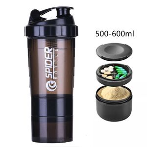 Tumblers 600 ml Protein Shaker Cups With Powder Storage Container Mixer Cup Gym Sport Water Bottles Woit Vish Balls Drinkware 231013