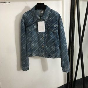 Denim Lapel Jacket for Womens Fashion Girl Coat Size S M L High Quality Long Sleeved Denim Overcoat Oct10