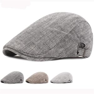 HT3096 Berets Spring Autumn Cap Hat Retro Newsboy Ivy Flat Cap Vintage randig konstnär Målare Hat Justerbara män kvinnor Beret2883